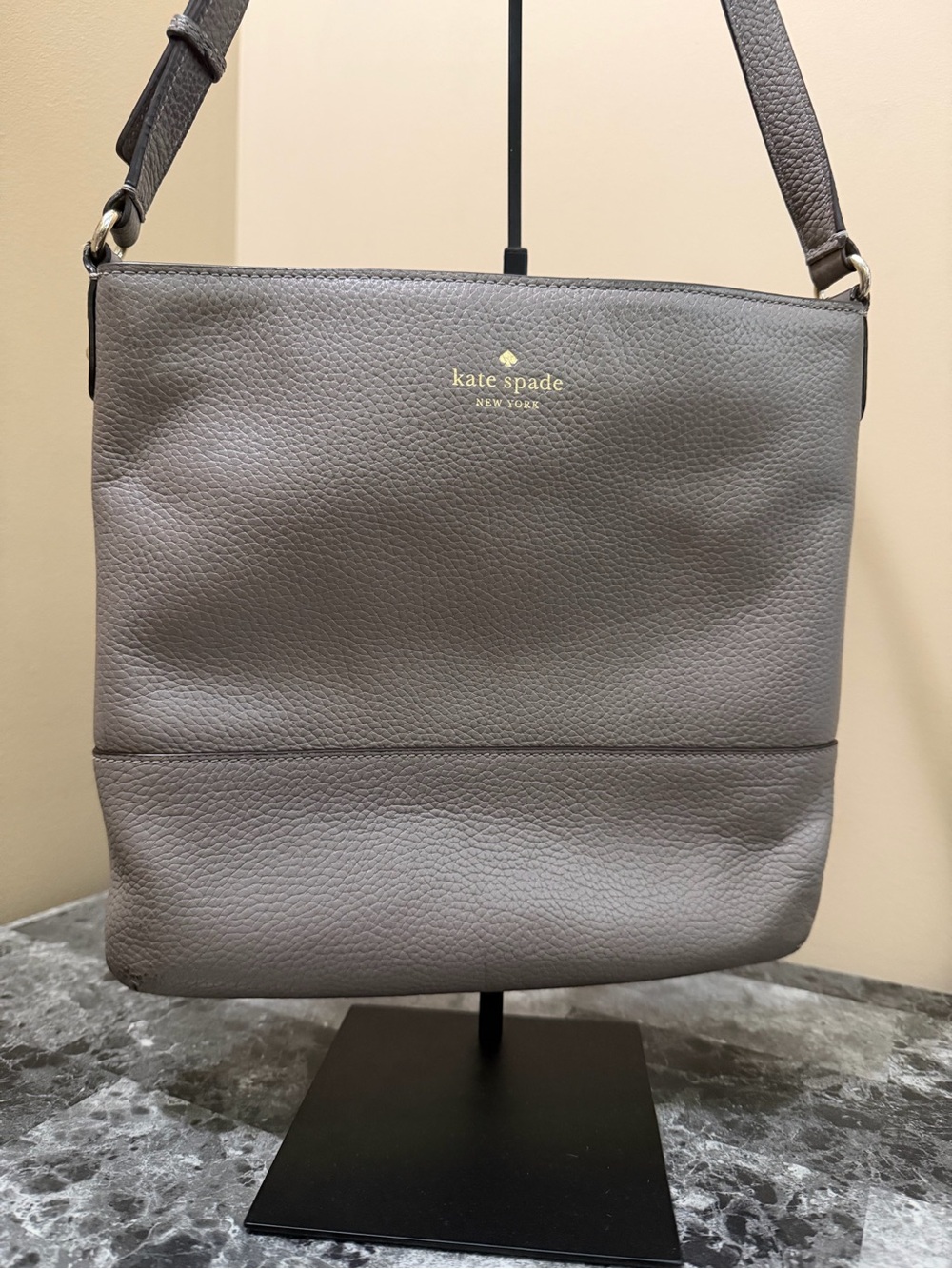 Kate Spade Purse Taupe Leather Southport Ave Cora Crossbody Handbag